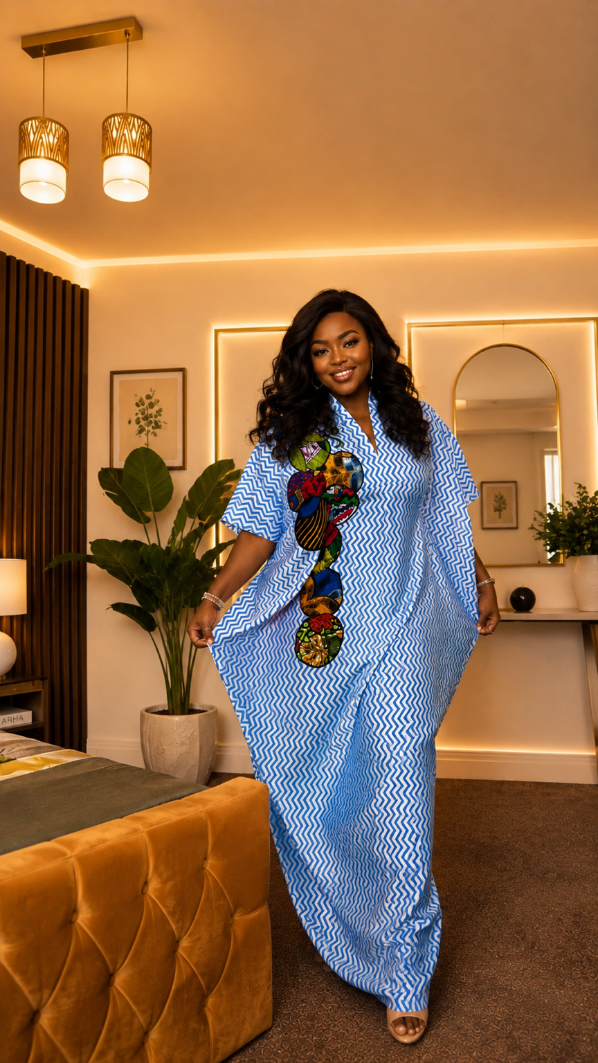 SiSi Eko Chic Kaftan Series — blue chevron kaftan